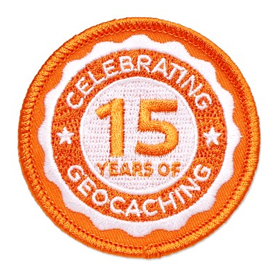 15-years-patch 15 Jahre Geocaching, Aufnäher