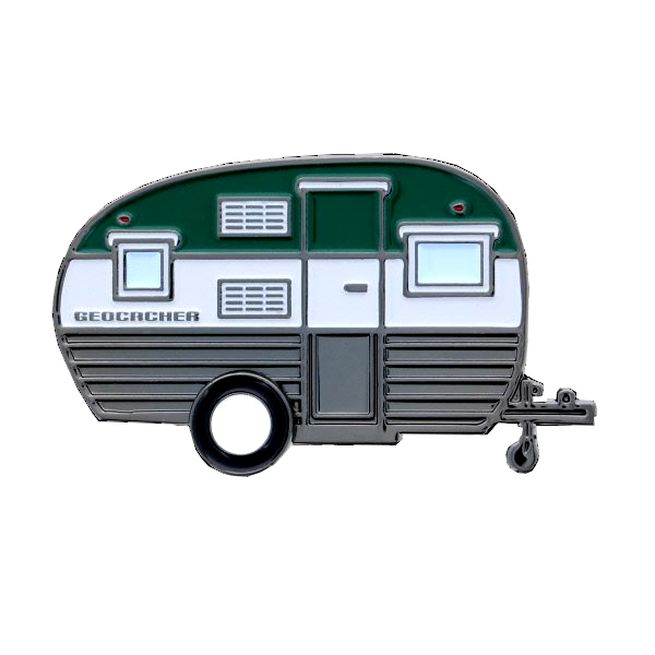 Geocamper-Geocoin – Schwarz-Nickel
