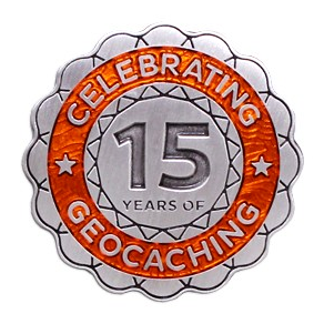 15-years-geocoin_1 "15 Jahre Geocaching", Geocoin
