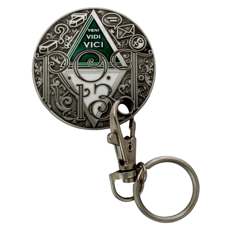 Rot13,  Geocoin, silber, Antik-Stil