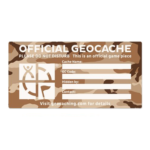 Offizieller Geocache, Sticker, Desert Camo, MIKRO