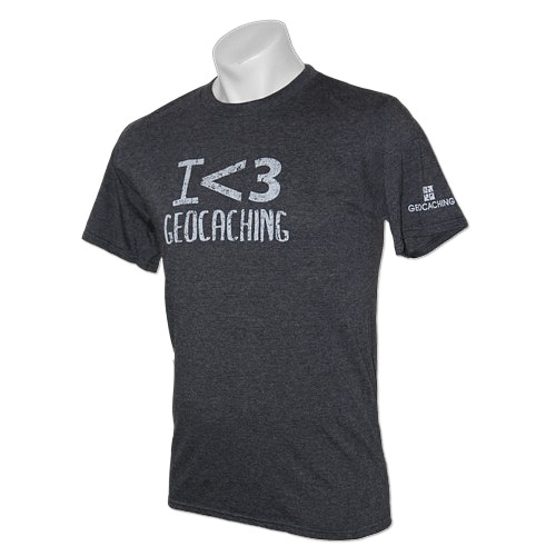 Groundspeak "I love Geocaching" T-Shirt, grau, medium